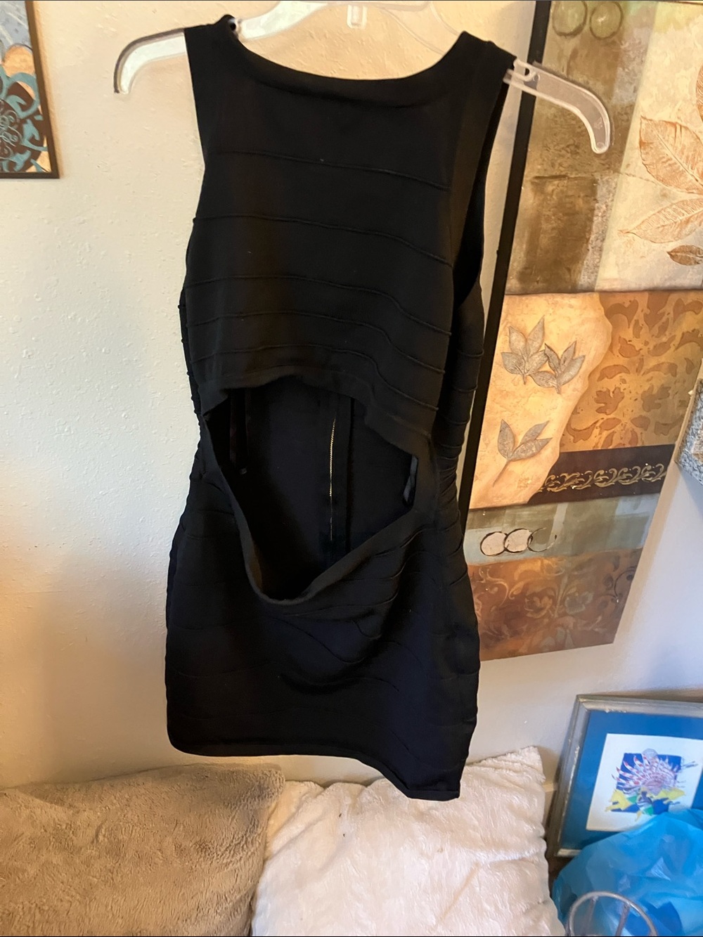 bebe Black Front-Zip Bandage Mini Dress Fabulous Too Big for Model! Sexy Cute On - Picture 16 of 16